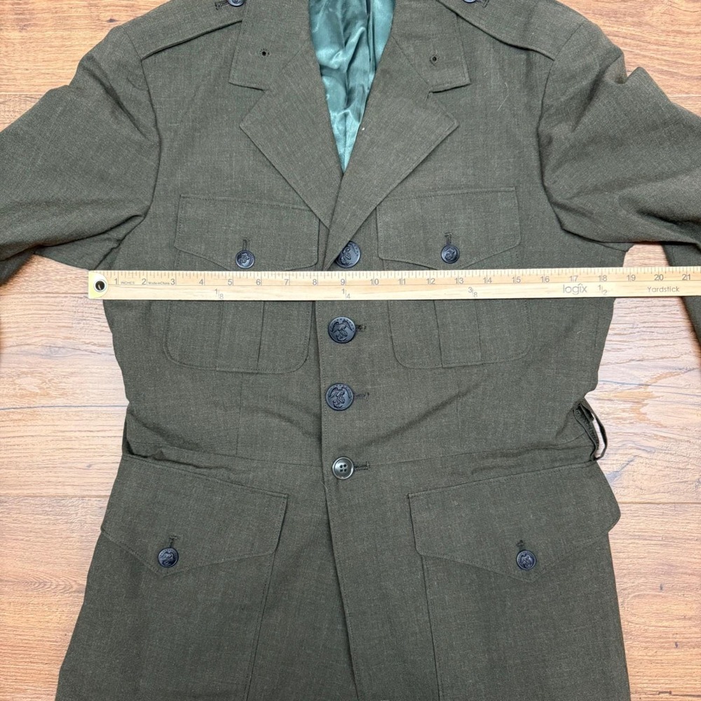 Vintage US Marine Corps Men 38R Military Service Alpha Uniform Jacket Green Wool - Picture 6 of 9